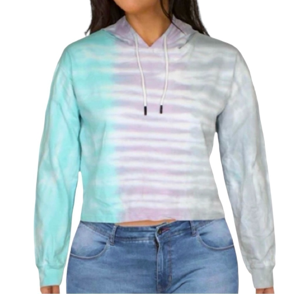 DREAMSICLE Cotton Tie-Dye Sweatshirt in Aqua, Pink & Grey with Hoodie - Picture 4 of 4